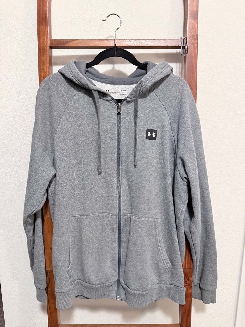 Under Armour Men’s Gray Full-Zip Hooded Sweatshirt Loose Fit Size LG